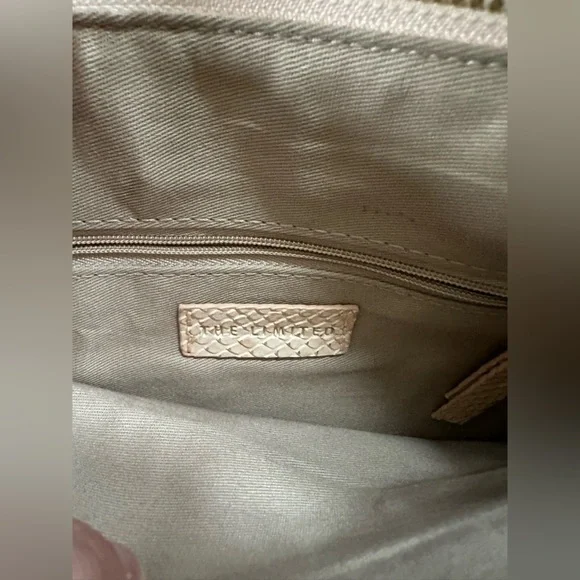 The LIMITED Snakeskin Like Cream Textured Clutch - Picture 3 of 7